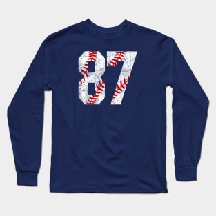 Vintage #87 Baseball Laces Baseball Mom Jersey Love Baseball Long Sleeve T-Shirt